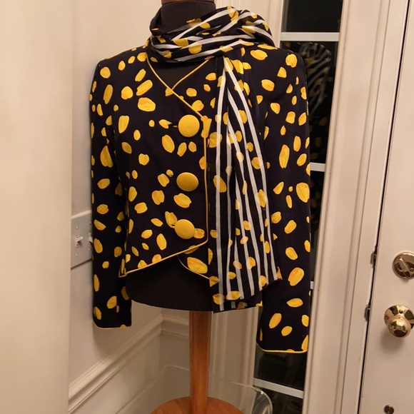 68 E Strauss Vintage Blazer & Scarf sz 8 jck p2p 18 21L - Picture 2 of 15